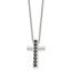 Stainless Steel Polished w/Black CZ Cross 22in Necklace