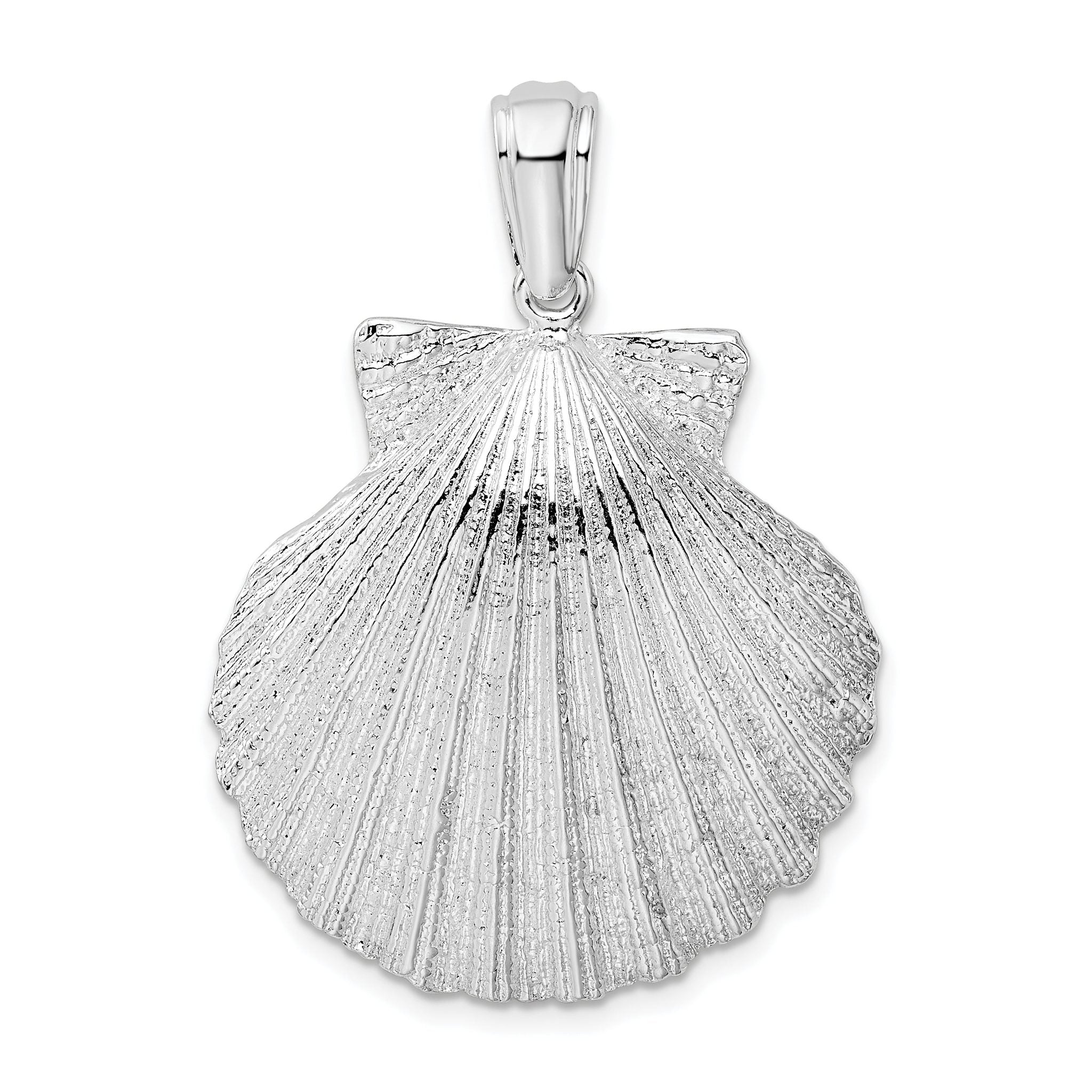 De-Ani Sterling Silver Rhodium-Plated Polished and Textured Shell Pendant Main image