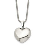 Stainless Steel Polished Heart Pendant Necklace for Women 20in