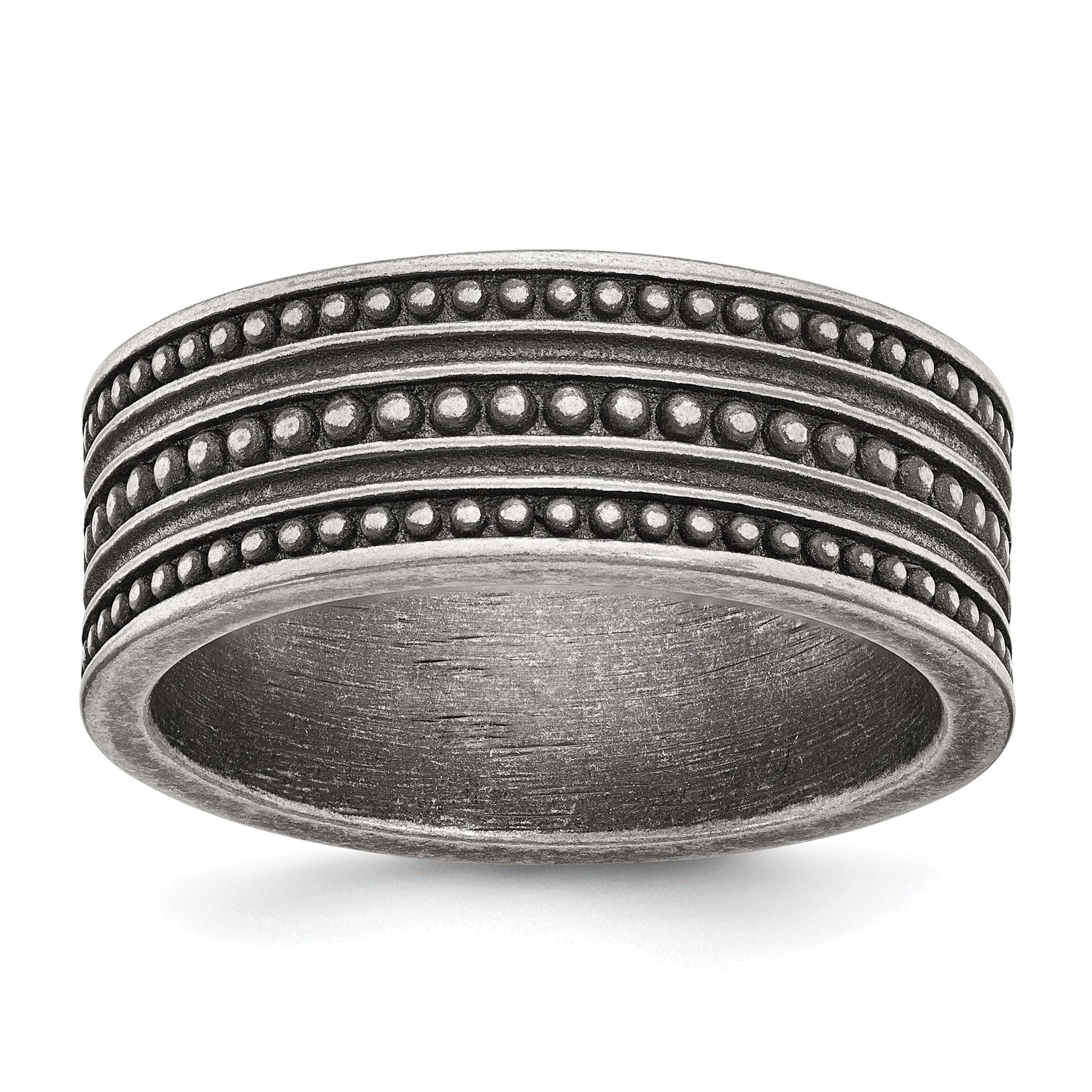 Beaded Wedding Band in Gun Metal Stainless Steel, 10mm Main image