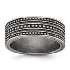 Beaded Wedding Band in Gun Metal Stainless Steel, 10mm