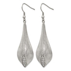 Stainless Steel Polished & Brushed Cubic Zirconia Drop Dangle Earrings for Women
