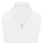 14k White Gold 1/3 carat Lab Grown Diamond VS+ F+ Complete Letter T 18 inch Initial Necklace