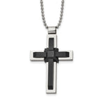 Sophia Jewelers Men's Polished Black IP-Plated Stainless Steel Cross Necklace