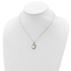 Sterling Silver Rhd-pt Rose-tone 18k Flash-pl 9-10mm FWC Pearl CZ Necklace