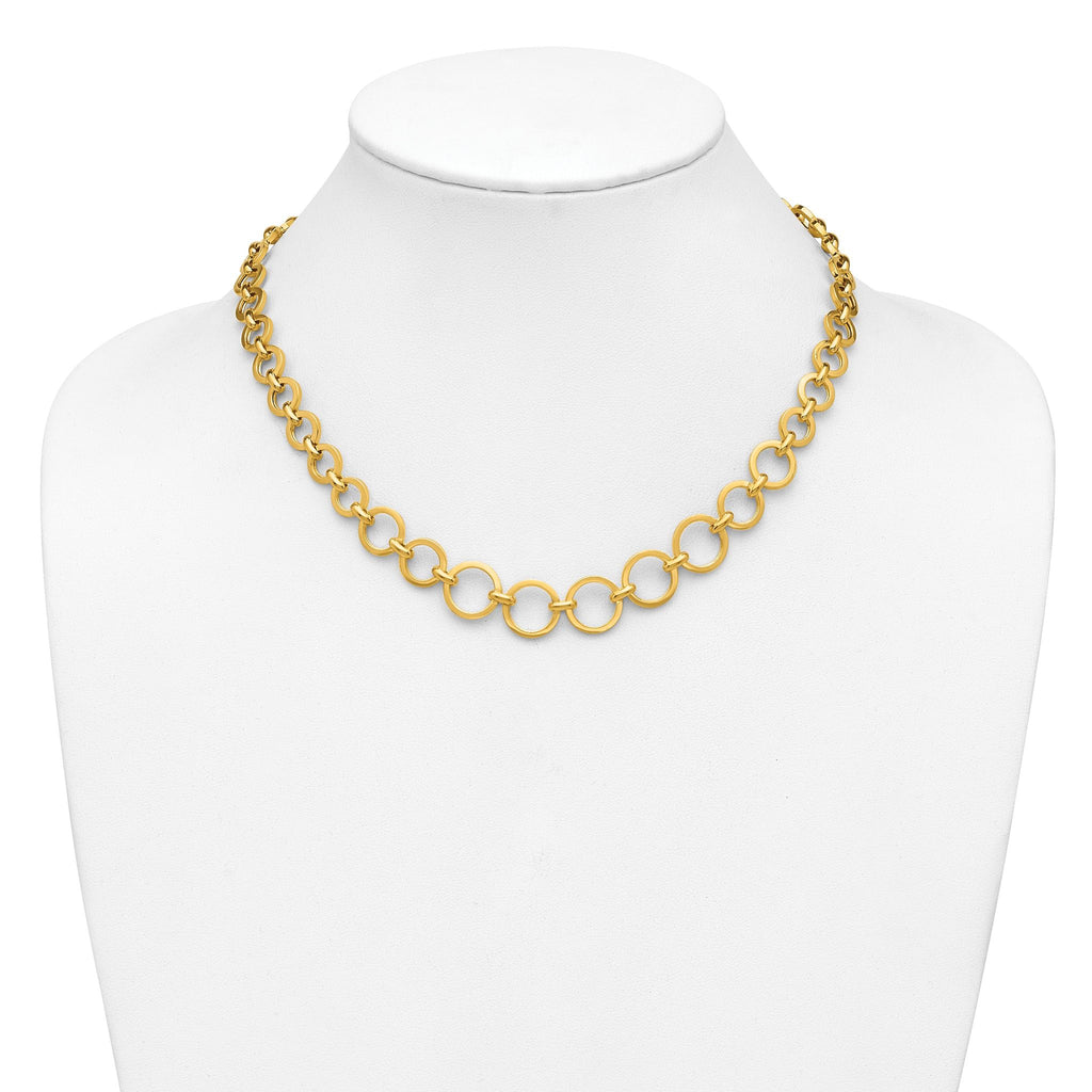 14K Polished Graduated Circle Link Necklace