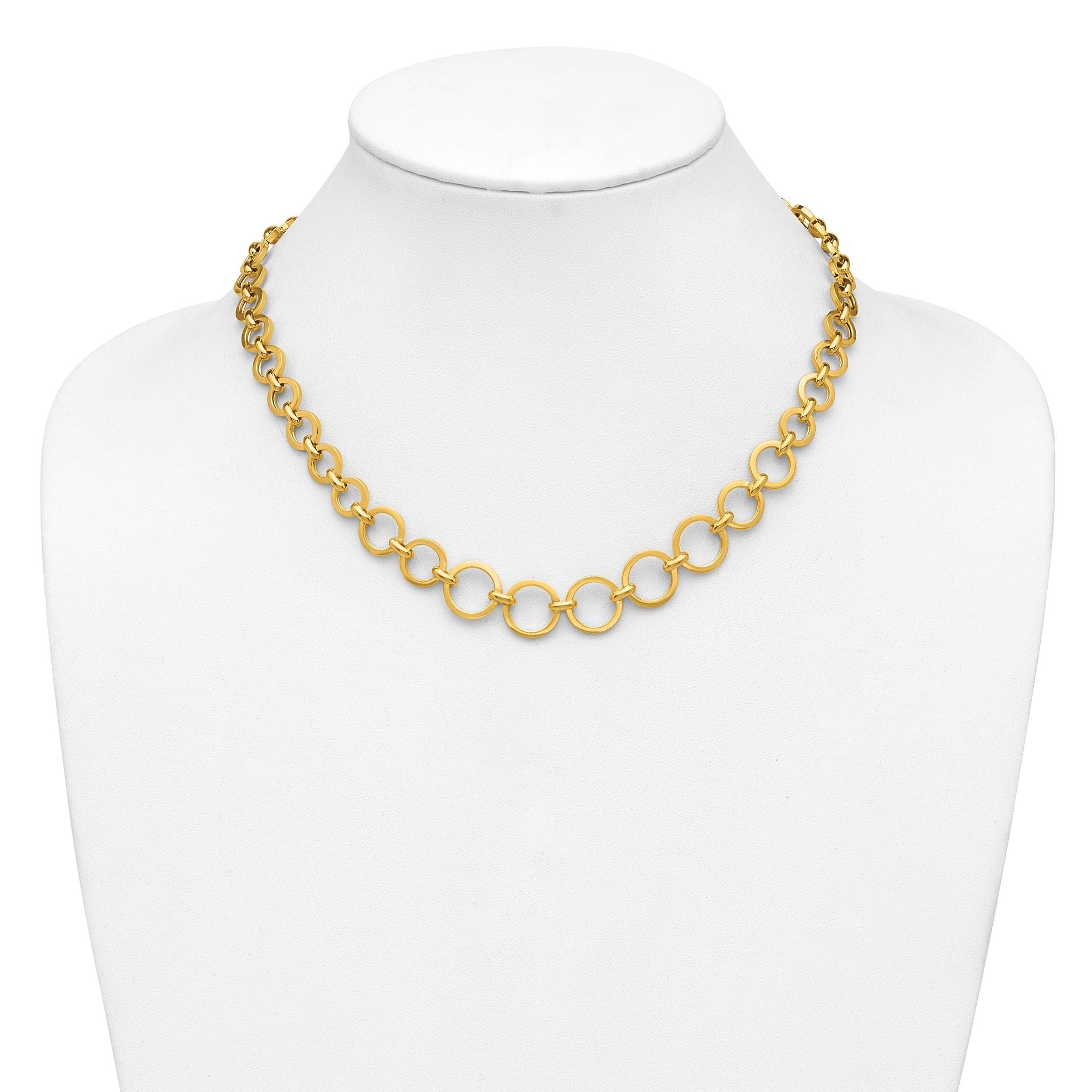 14K Polished Graduated Circle Link Necklace