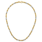 14k with White Rhodium Polished 4.2mm Fancy Rope Chain 18 inch Necklace