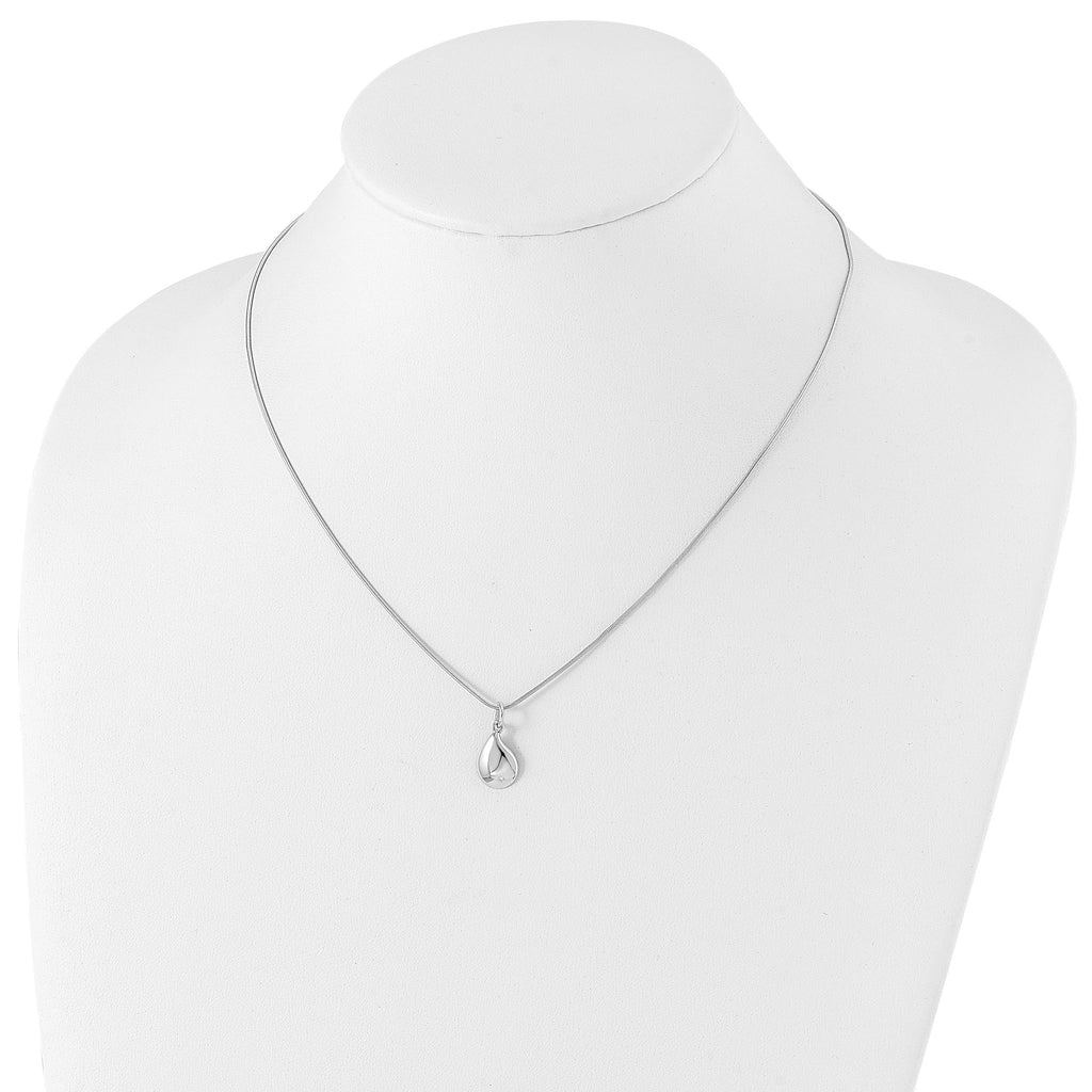 Sophia Jewelers White Ice Sterling Silver Diamond Teardrop Necklace with Extender