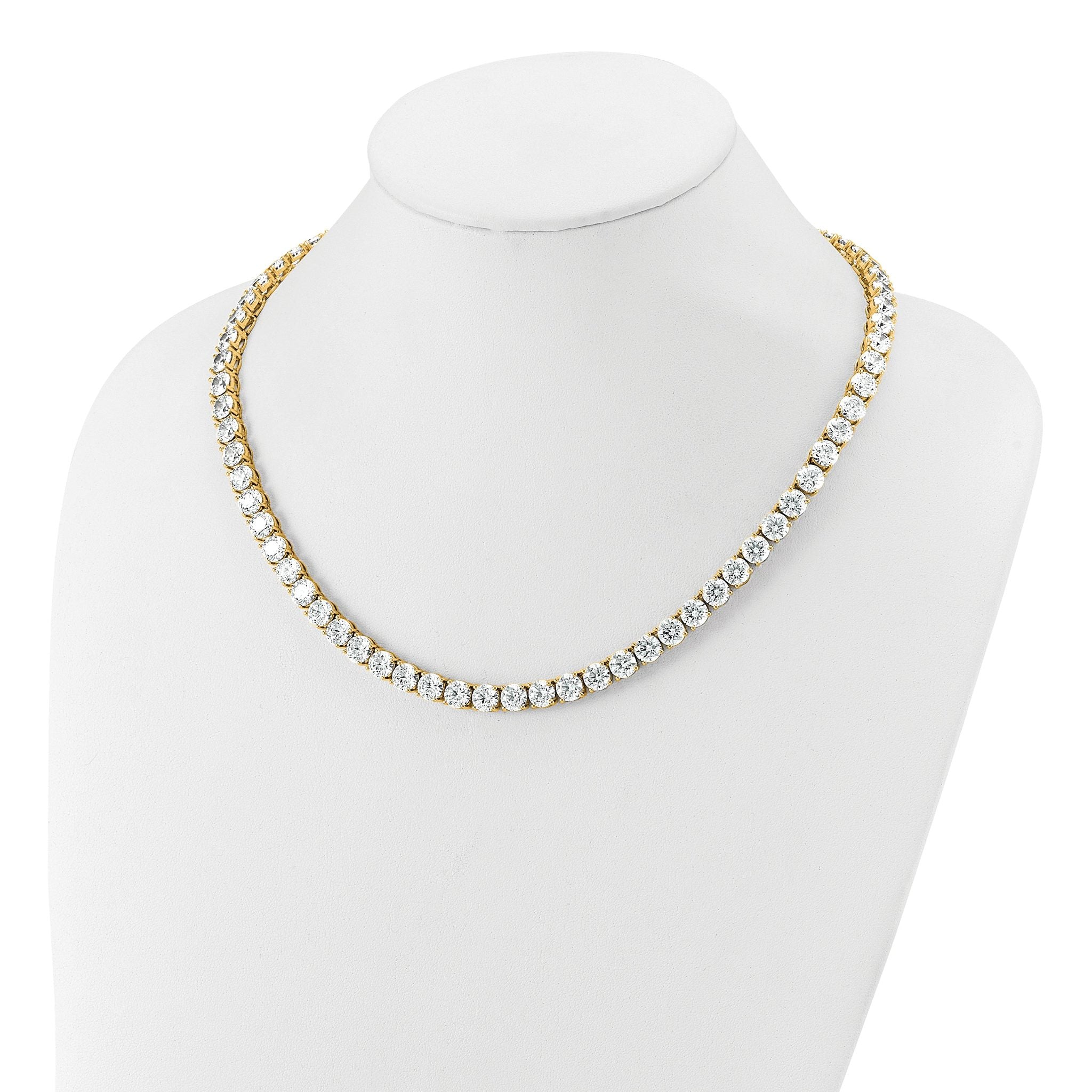 14k 83 carat Lab Grown Diamond VS+ F+ Complete Round 22 inch Straight Tennis Necklace