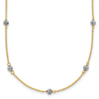 14K Two-tone Diamond Cut Beads w/ 2in Ext Necklace