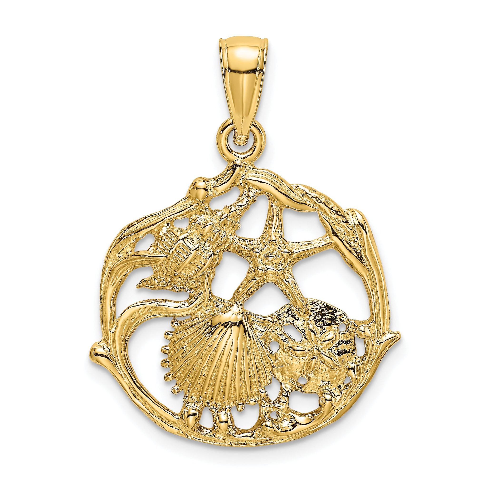 14K Shell Cluster In Circle Charm Main image