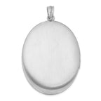 Sterling Silver Rhodium-plated & Diamond With  Swirl Border 34mm Oval Locket