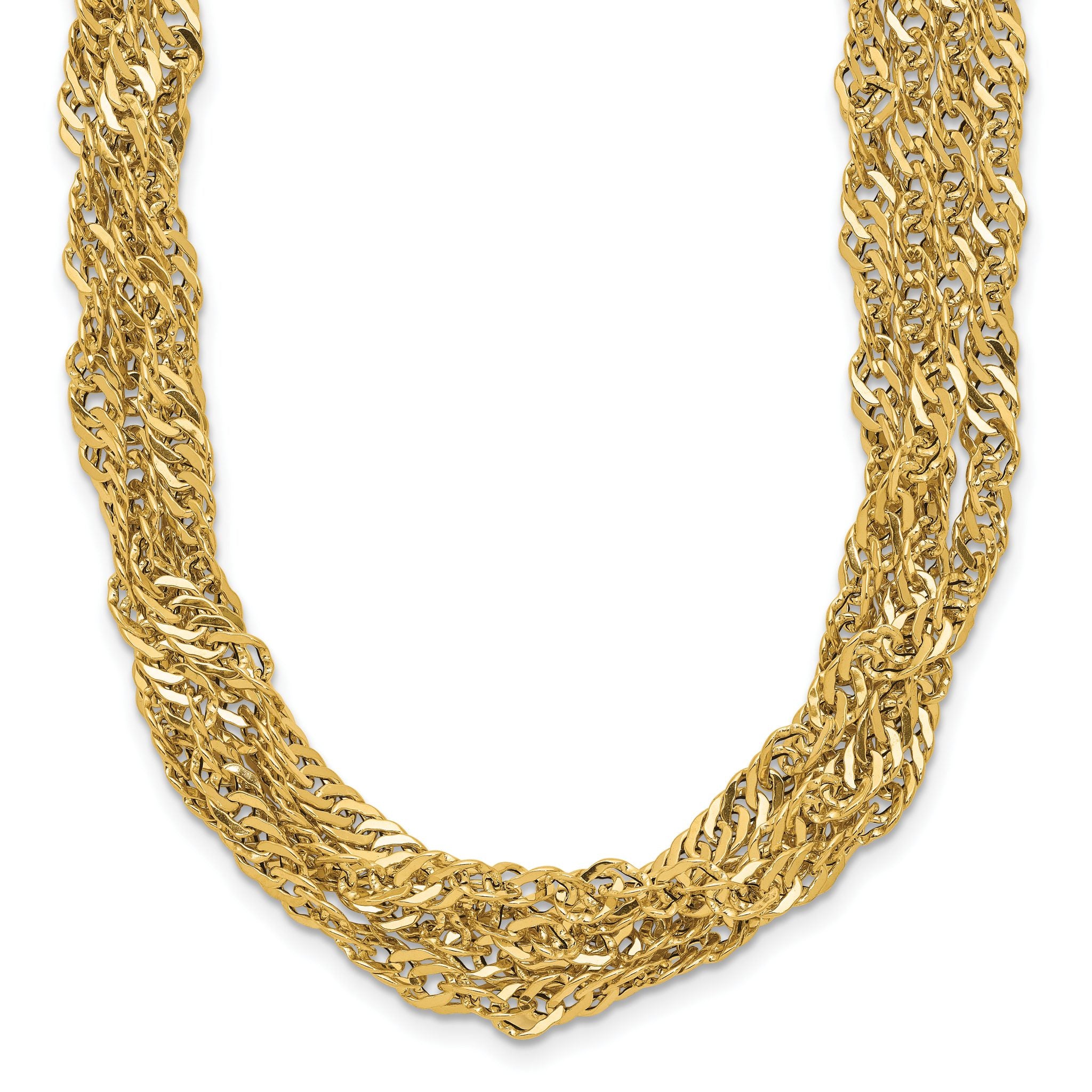 14K Polished/Diamond-cut Multi-strand Singapore Necklace Main image