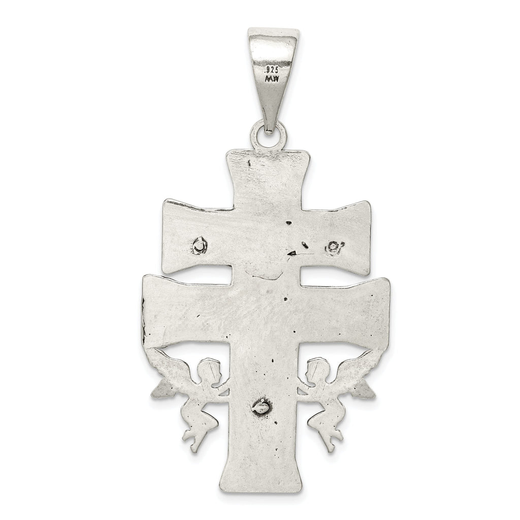 Sterling Silver Antiqued Large Caravaca INRI Crucifix Cross Pendant