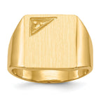 14k 13.0x14.0mm Closed Back Diamond Mens Signet Ring Mounting (No Stone Included)
