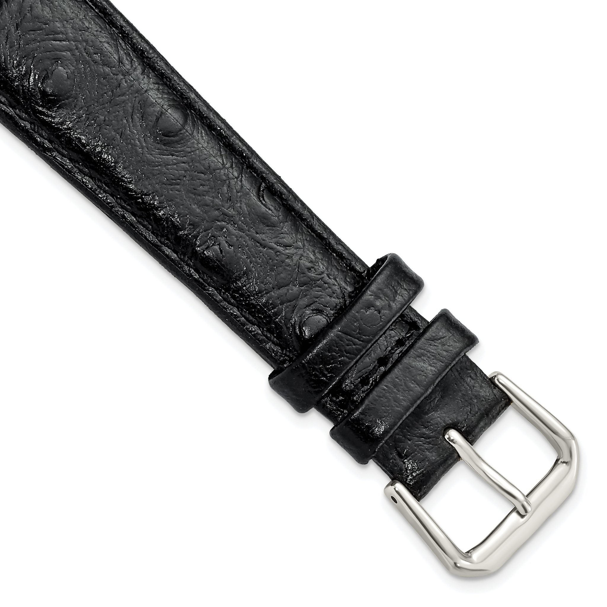 Ostrich Grain Leather Watch Band in Black, 12mm