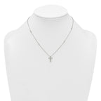 Sterling Silver Polished and Beaded White CZ Budded Cross 16.5 inch with 1 inch Extension Necklace