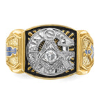 14k Two-tone Men's Polished and Textured Blue Lodge Master Masonic Ring Mounting, Mounting Only