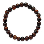 8mm Red Tiger's Eye Agate Beaded Stretch Bracelet