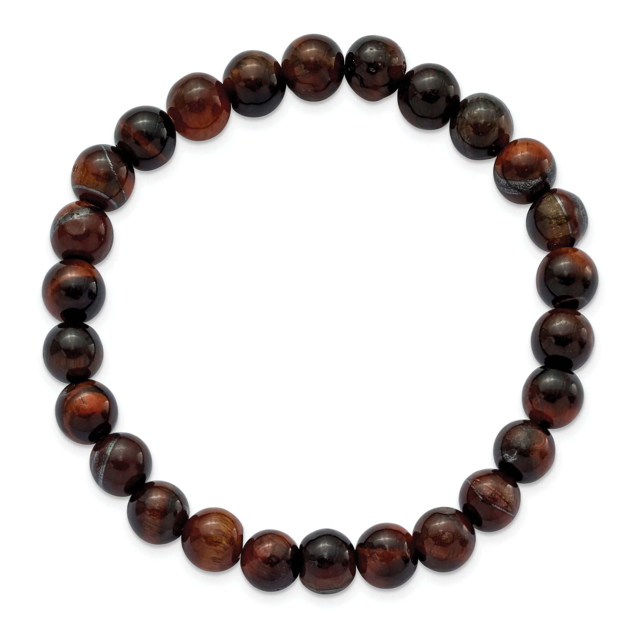 8mm Red Tiger's Eye Agate Beaded Stretch Bracelet