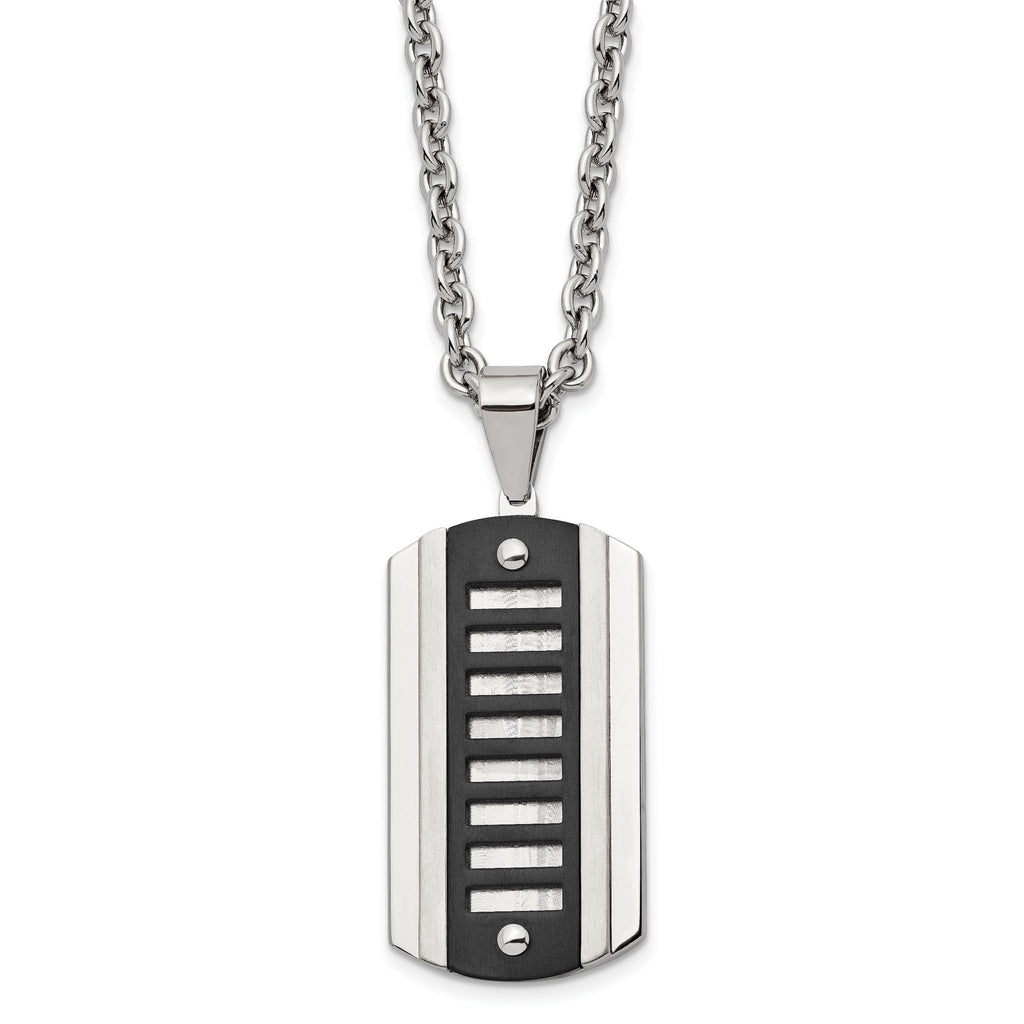 Black IP Dog Tag Necklace in Stainless Steel