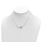 Sterling Silver Rhodium-plated CZ Butterfly Bar 2in ext Necklace