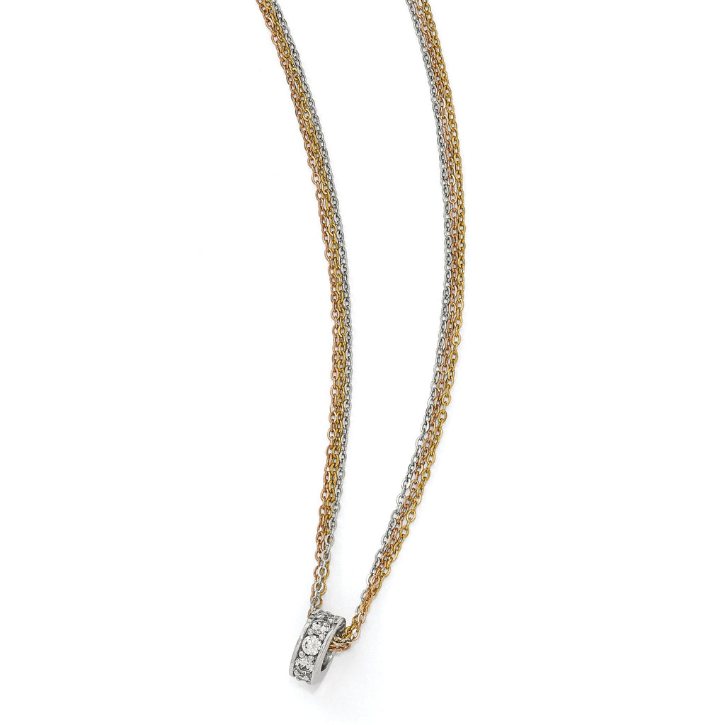 Sophia Jewelers Sterling Silver Two-Tone CZ Pendant Necklace Elegant Design