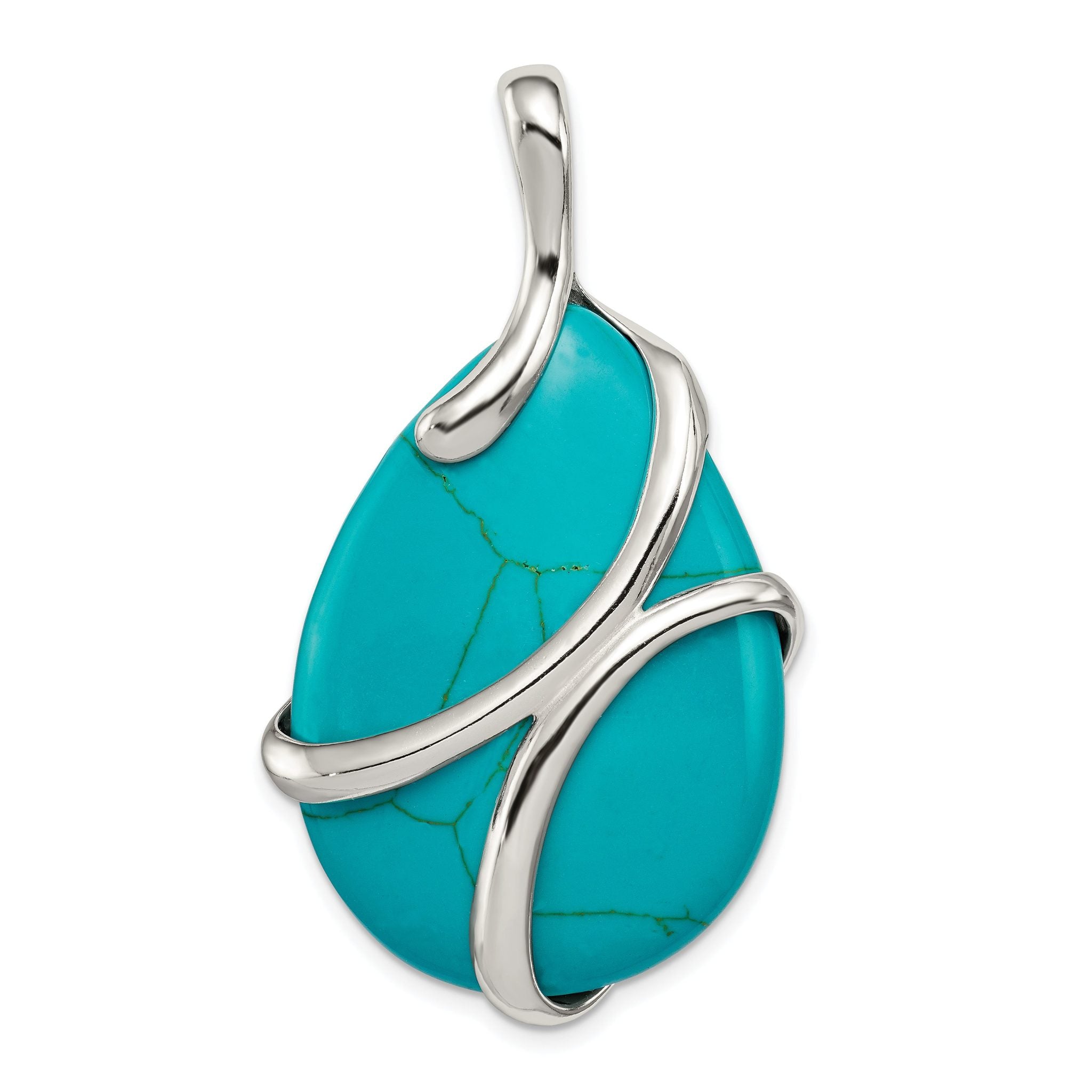 Sterling Silver Polished Synthetic Turquoise Pendant Main image