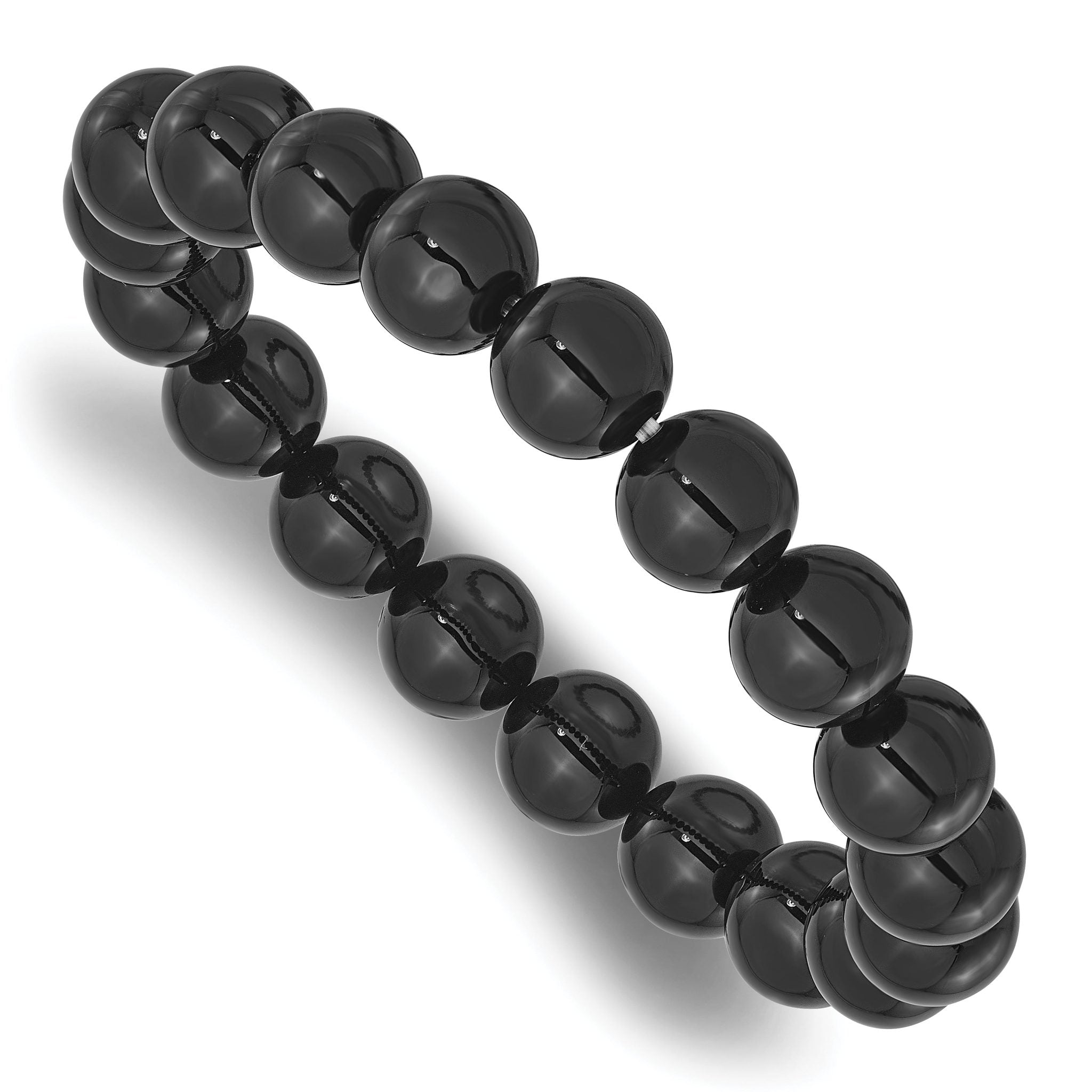 Black Agate 10mm Beaded Stretch Bracelet Main image