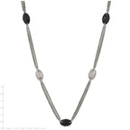 Sophia Jewelers Titanium Sterling Silver Two-Tone Etched Oval Necklace