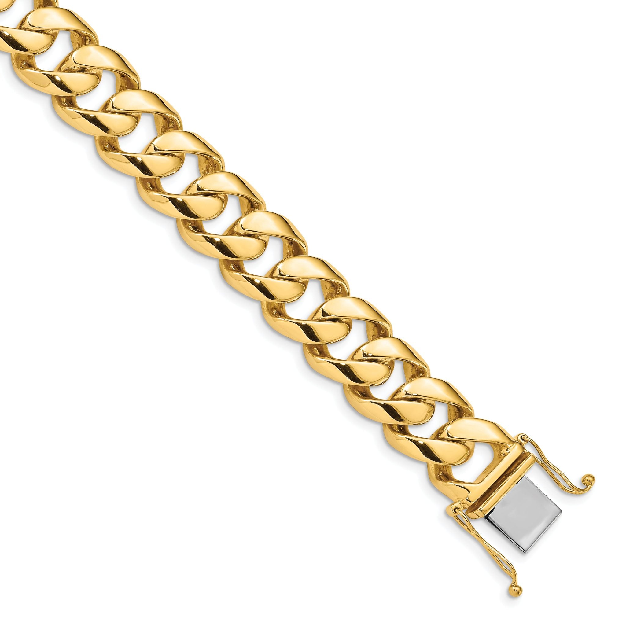 14K 9 inch 16.15mm Hand Polished Fancy Link with Box Catch Clasp Bracelet Main image