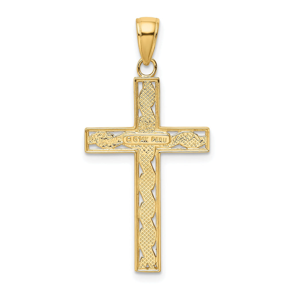 14K Gold Rope Cross Pendant Solid, Casted, Elegant Design