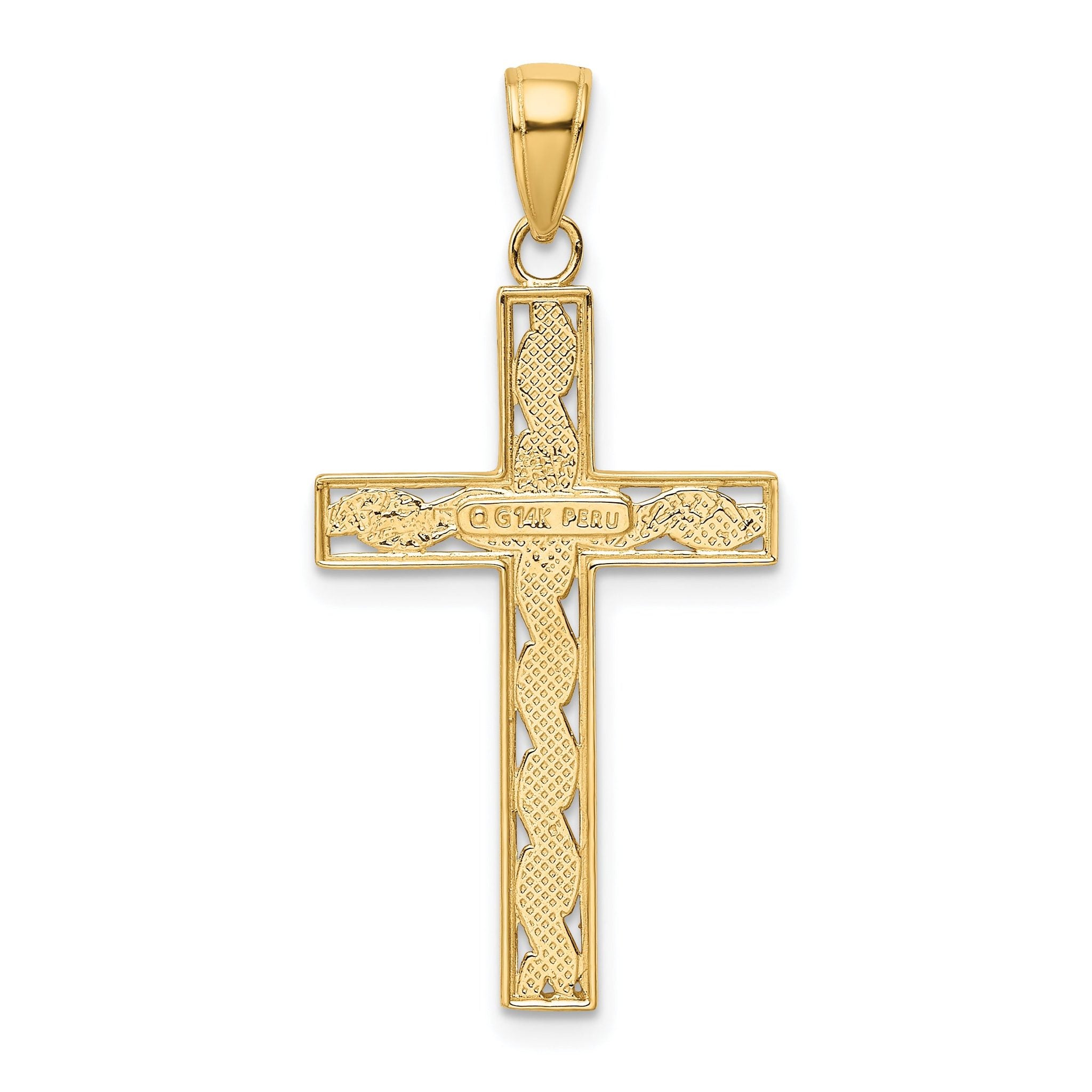 14K Gold Rope Cross Pendant Solid, Casted, Elegant Design