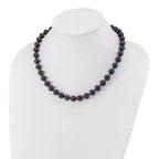 Sterling Silver Rhodium-plated 10-11mm Black Near-Round Freshwater Cultured Pearl 16 inch Necklace