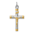 Sterling Silver 18K Gold-Plated Crucifix Pendant Polished Elegant Design