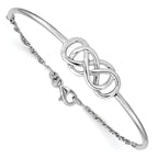 Sterling Silver 925 Double Infinity Bangle with Polished Rhodium Finish