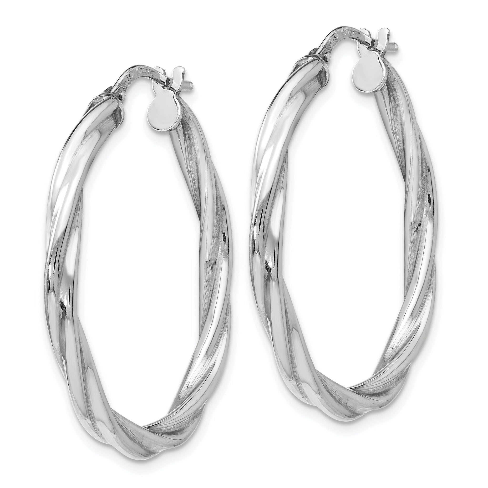 Sophia Jewelers Sterling Silver 925 Polished Twisted Hoop Earrings