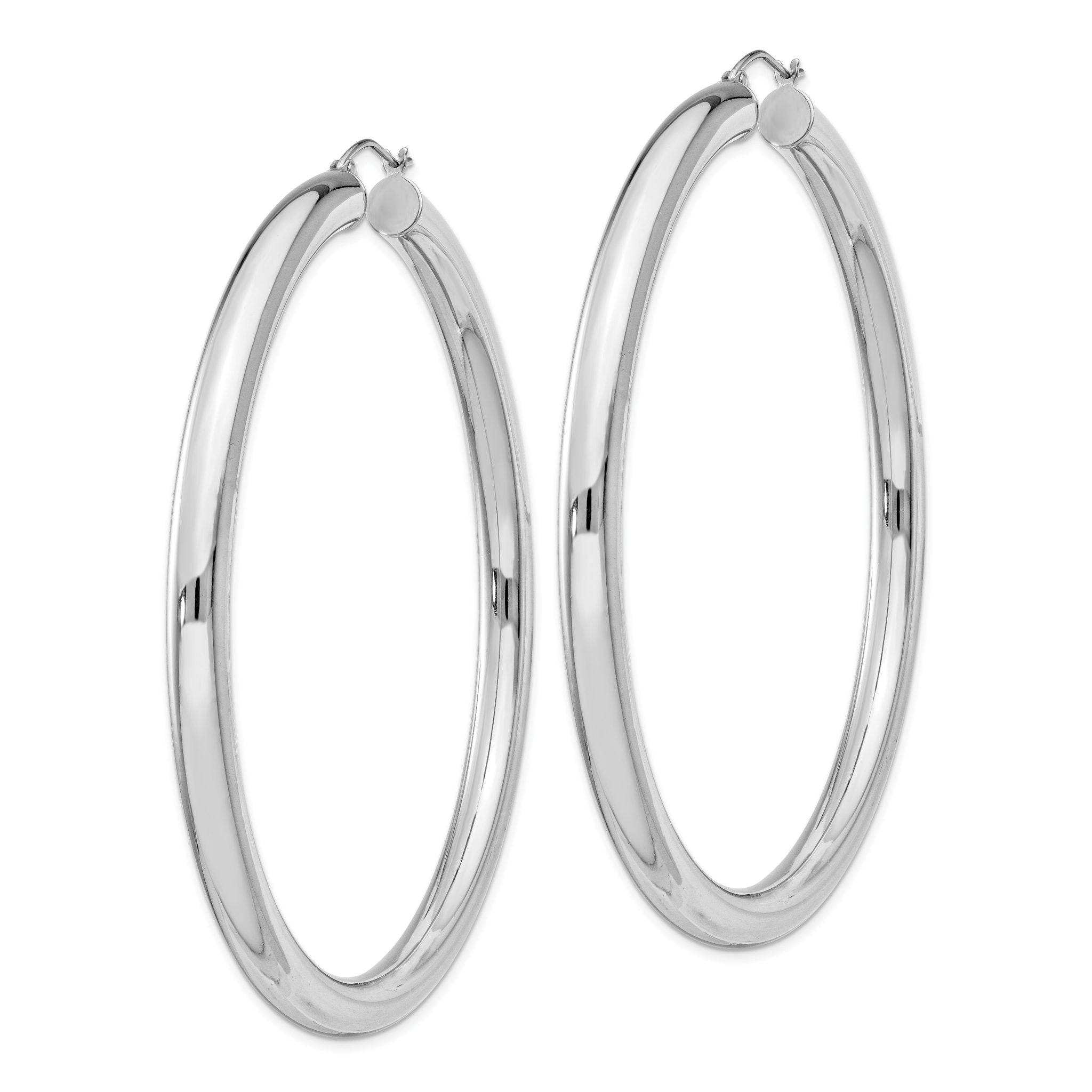 Sterling Silver Rhodium-plated 5mm Round Hoop Earrings Secondary image