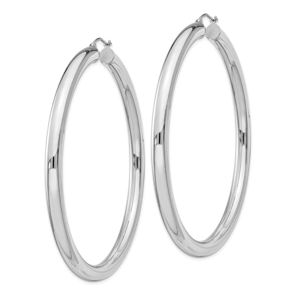 Sterling Silver Rhodium-plated 5mm Round Hoop Earrings