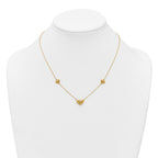 14K Polished Filigree Puffed Heart 3-Station 16 inch Necklace Plus 2 inch Extender