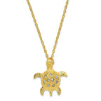 Luxury Giftware by Jere Pewter Bejeweled Crystals Gold-tone GILDA Golden Sea Turtle Trinket Box with Matching 18 Inch Necklace