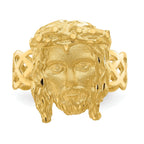 14K Brushed & Polished D/C Jesus Head Ring