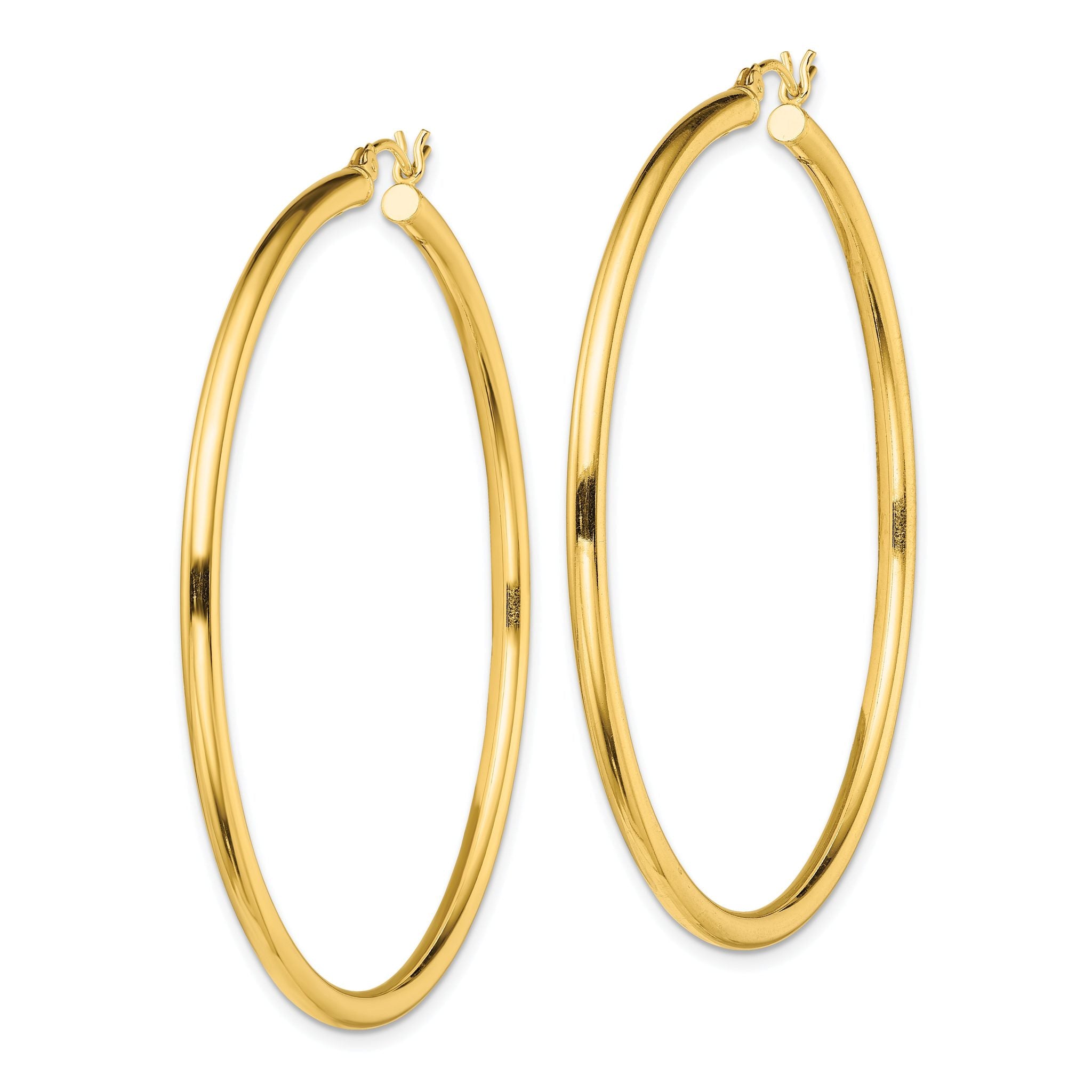 Sterling Silver Gold-Tone Polished 2.5x55mm Hoop Earrings Secondary image