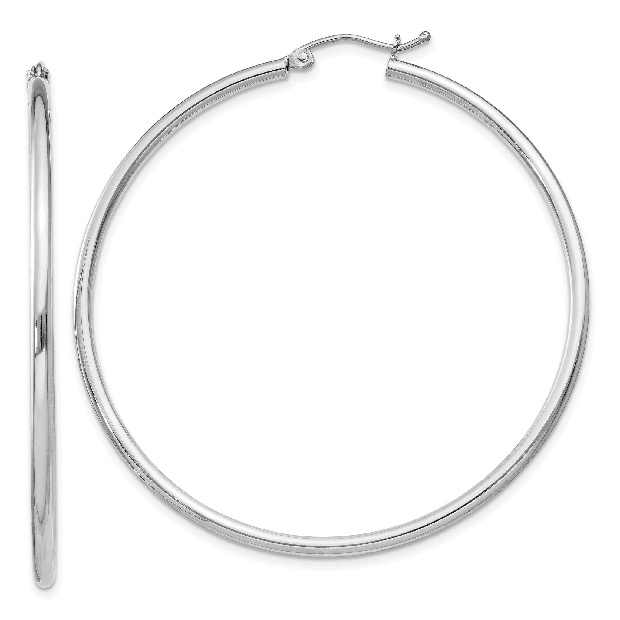 Round Hoop Earrings in Sterling Silver, 2mm Main image
