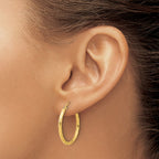 14k Polished and Satin D/C 2.05mm Hoop Earrings
