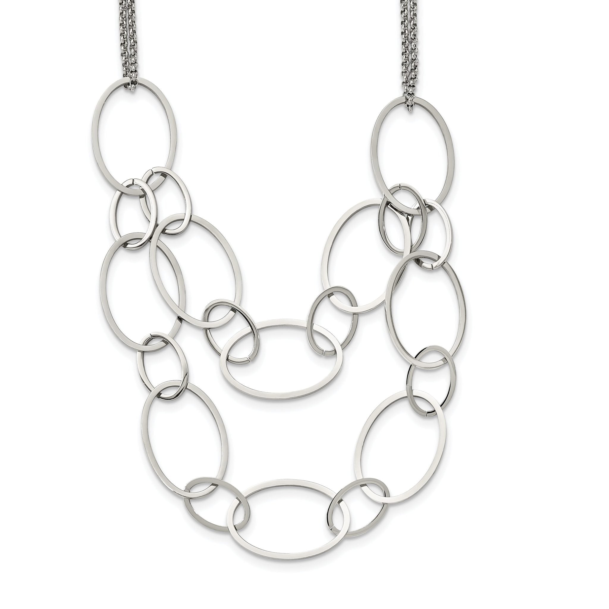 Chisel Stainless Steel Polished Oval Link 2-Strand 19 inch with 1.5 inch Extension Necklace Main image