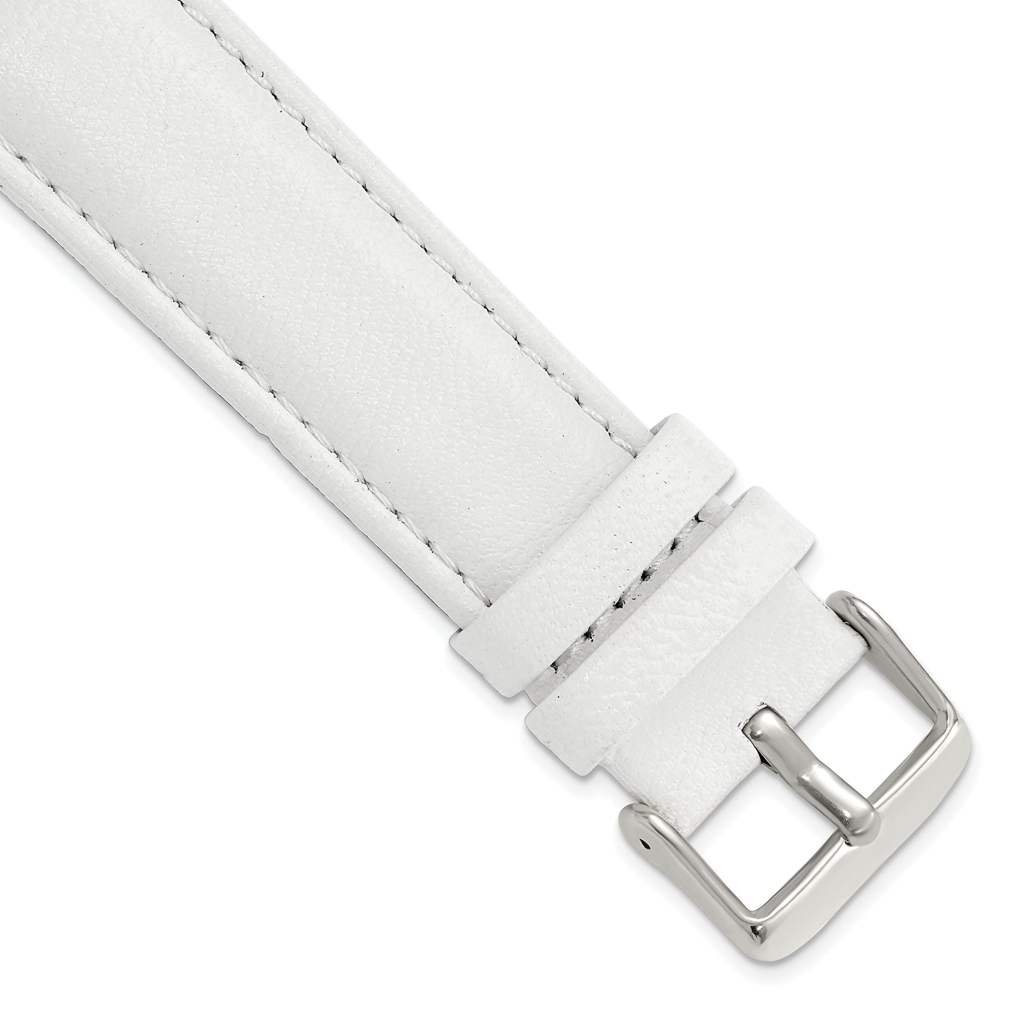 White Leather Watch Band with Panerai-Style Buckle, 18mm