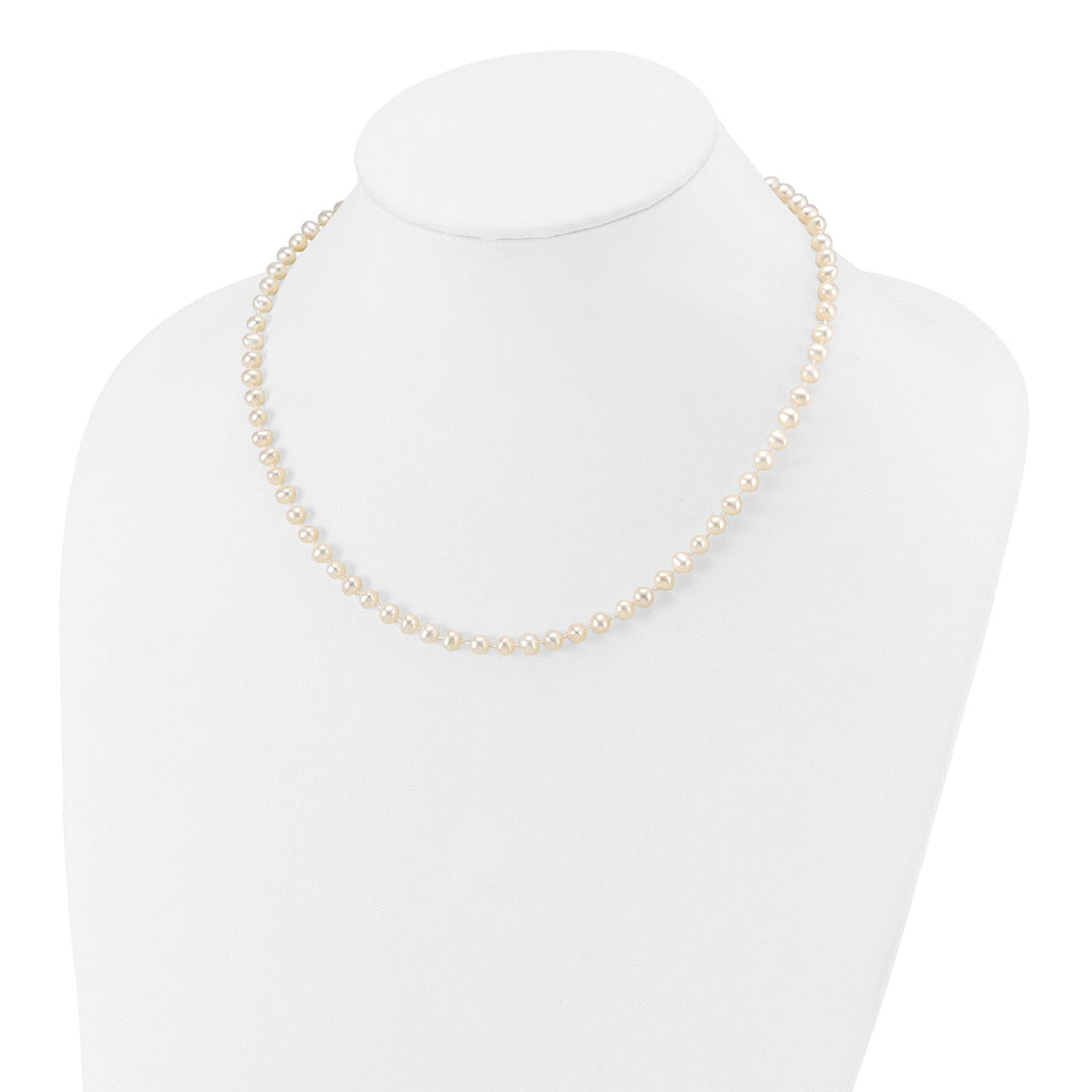 14k 4-5mm White Semi-Round Freshwater Cultured Pearl 12 inch Necklace