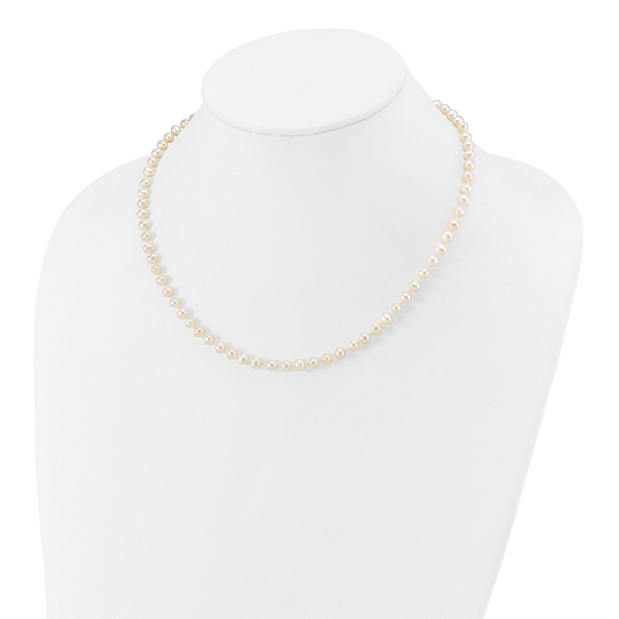 14k 4-5mm White Semi-Round Freshwater Cultured Pearl 12 inch Necklace